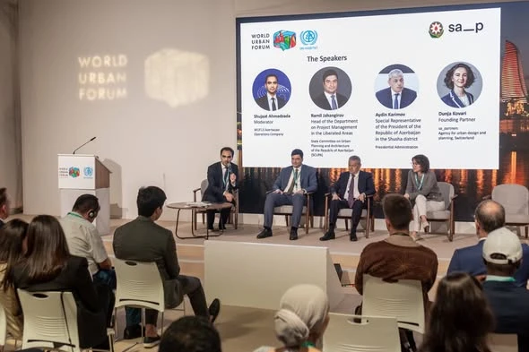 WUF13 çərçivəsində “Daha yaxşı yenidənqurma: ərazilərin bərpası Azərbaycanda şəhərsalma transformasiyası üçün innovativ laboratoriyaya necə çevrildi?” mövzusunda sessiya keçirilib